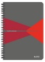 Spirálfüzet, A5, kockás, 90 lap, PP borító, LEITZ 'Office', szürke-piros