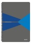 Spirálfüzet, A4, kockás, 90 lap, laminált karton borító, LEITZ 'Office', szürke-kék