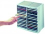 CD-tároló, automata kiemelőrendszerű, 30+18 db-os, FELLOWES 'Spring', platinaszürke