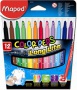 Filctoll készlet, 1-3,6 mm, kimosható, MAPED 'Color`Peps Long Life', 12 különböző szín