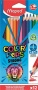 Színes ceruza készlet, háromszögletű, MAPED 'Color`Peps Strong', 12 különböző szín