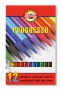 Színes ceruza készlet, henger alakú, famentes, KOH-I-NOOR 'Progresso 8756/12', 12 különböző szín