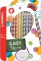 Színes ceruza készlet, háromszögletű, jobbkezes, STABILO 'EasyColours', 12 különböző szín