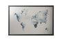 Victoria Világtérkép üzenőtábla | ezüst | mágneses | 60x40 cm | fekete keret